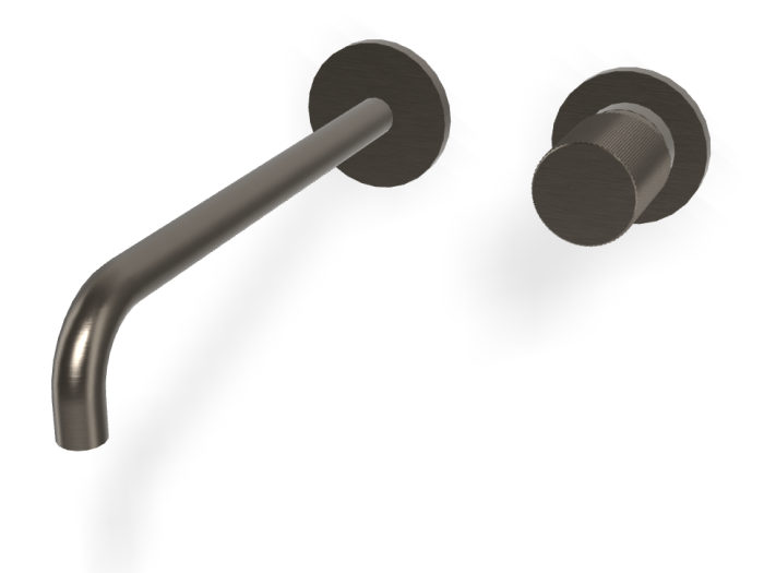 На изображении товар Смеситель для раковины Carlo Frattini Spillo Tech, ручка G Collection, настенный, с донным клапаном Click-Clack, излив 250 мм, внешняя часть, цвет брашированный чёрный хром от официального представителя в Москве