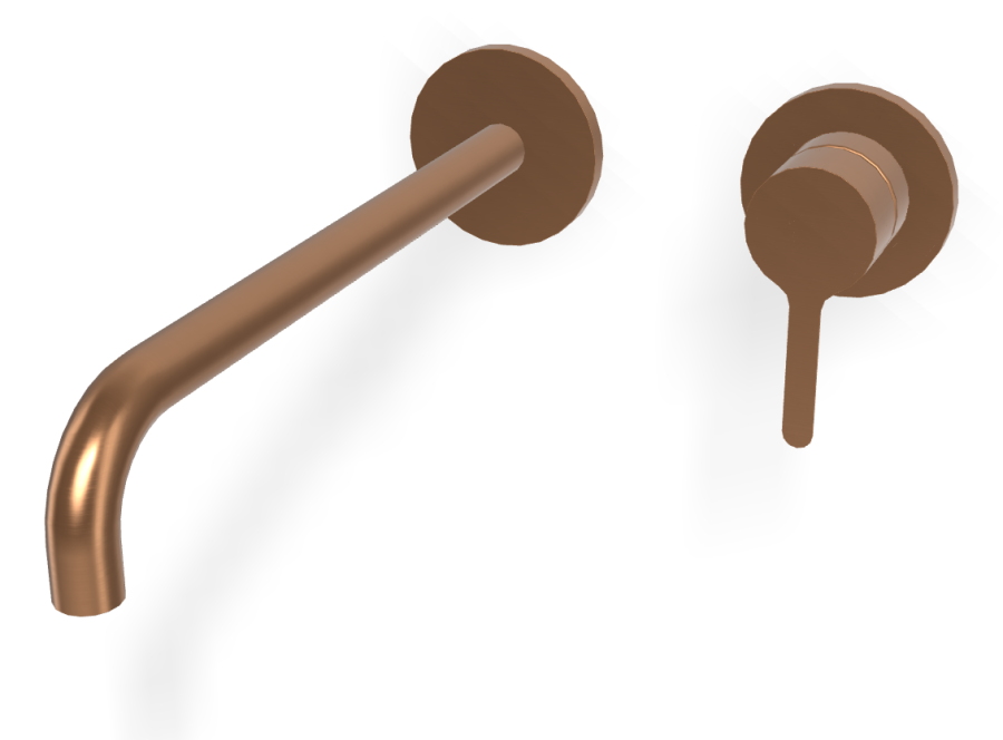 Смеситель для раковины Carlo Frattini Snap, настенный, однорычажный, с донным клапаном Click-Clack, излив 250 мм, внешняя часть, цвет брашированная янтарная бронза