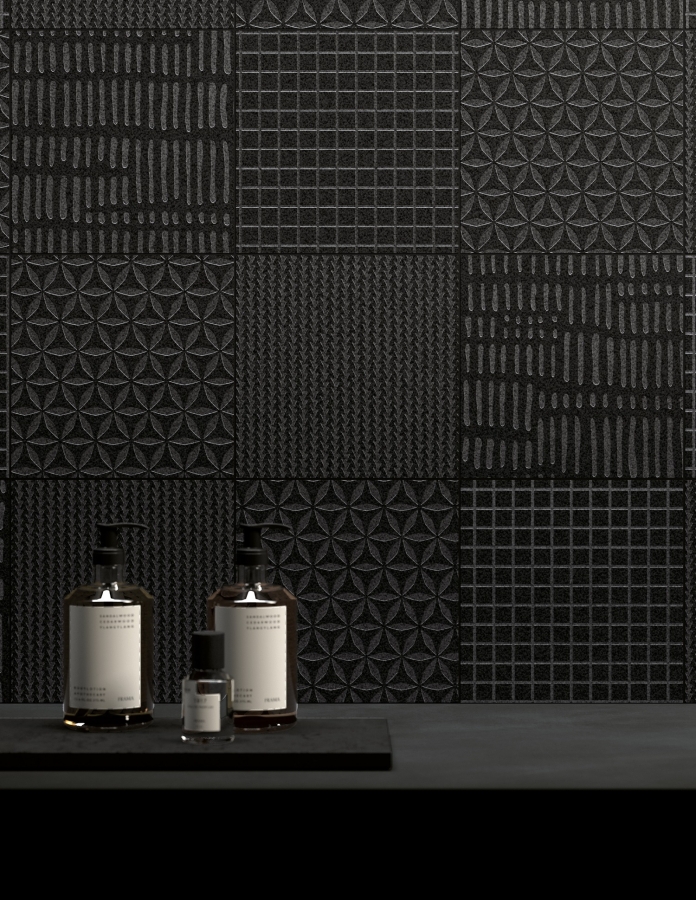 Kronos ceramiche Керамогранит Metallique Noir Texture Mix 20x20 - изображение 1