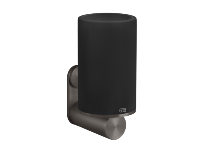 На изображении товар Стакан Gessi 316, настенный, h154Ø75 мм, цвет Black Metal Brushed PVD от официального представителя в Москве