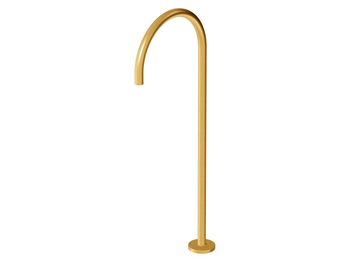 На изображении товар Излив Zucchetti Pan,  для ванны, напольный, высота до аэратора 750 мм, внешняя часть, отдельно заказать арт.R99672, цвет Brushed Gold от официального представителя в Москве