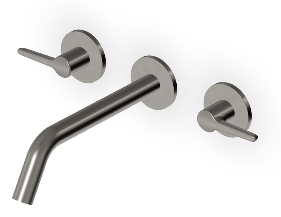 Смеситель для раковины Zucchetti Medameda, настенный, на 3 отверстия, излив 215 мм, внешняя часть, цвет Brushed Metal Black