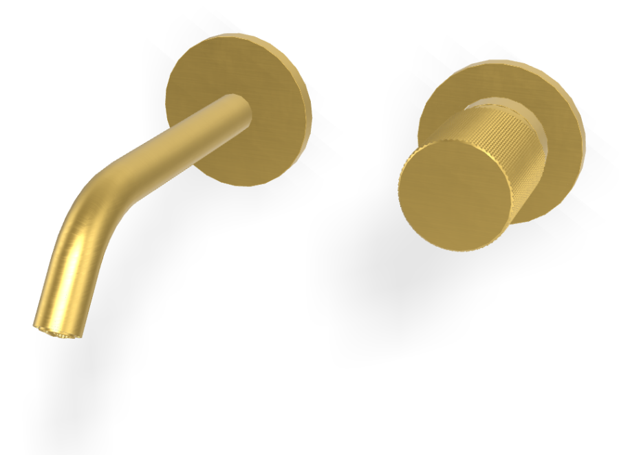 Смеситель для раковины Carlo Frattini Spillo Tech, ручка G Collection, настенный, с донным клапаном Click-Clack, излив 160 мм, внешняя часть, цвет брашированное золото