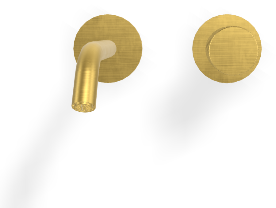 Смеситель для раковины Carlo Frattini Spillo Tech, ручка G Collection, настенный, с донным клапаном Click-Clack, излив 160 мм, внешняя часть, цвет брашированное золото - изображение 1