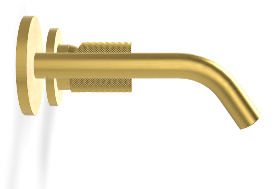 Смеситель для раковины Carlo Frattini Spillo Tech, ручка G Collection, настенный, с донным клапаном Click-Clack, излив 160 мм, внешняя часть, цвет брашированное золото - изображение 2