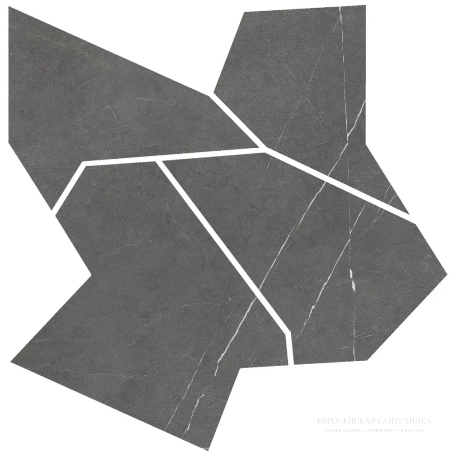 Living Ceramics Керамогранит Allure Anthracite Deco mosaic Anti-slip 59,8x59,8