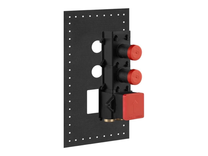 На изображении товар Cкрытая часть Gessi для встраиваемого термостатического смесителя с 2 независимыми выходами, цвет хром от официального представителя в Москве