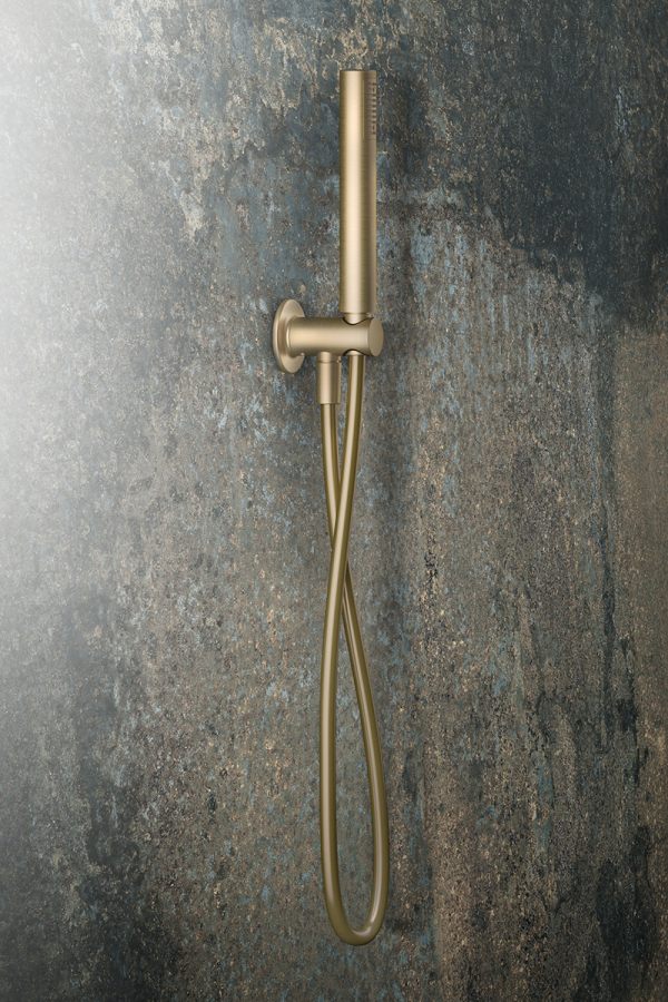Ручной душ Gessi Inciso, c шланговым подсоединением и держателем, цвет Brushed Brass PVD - изображение 1