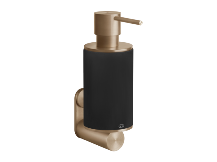 На изображении товар Дозатор Gessi 316, настенный, ⌀75хh218 мм, цвет Black/Warm Bronze Brushed PVD от официального представителя в Москве