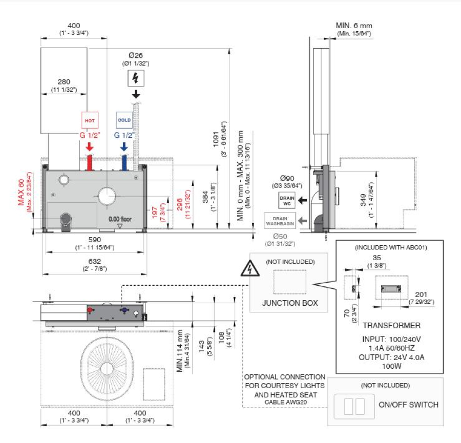 Скрытая часть CEA Design Built-in Parts, для слива интегрированного унитаза/биде в модульной системе ABACO - изображение 1