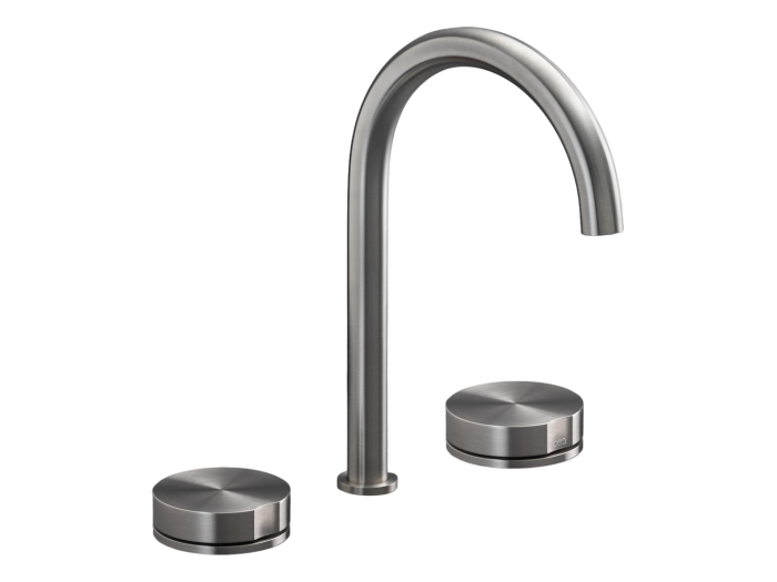 На изображении товар Смеситель CeaDesign Giotto  для раковины, на 3 отверстия, поворотный излив H. 245 мм, без донного клапана, цвет сатинированная сталь от официального представителя в Москве