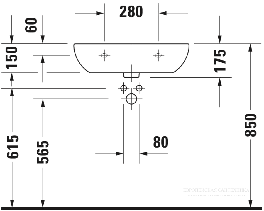 Раковина Duravit D-Code Med подвесная, 600х460 мм, с 1 отверстием под смеситель, цвет белый - изображение 4