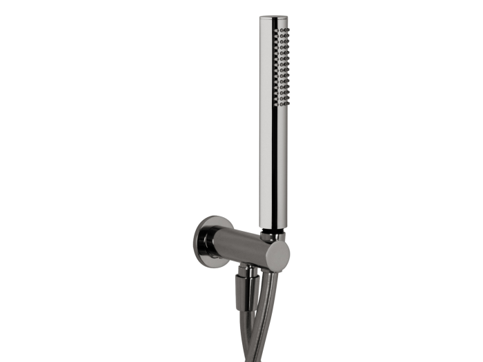 На изображении товар Ручной душ Carlo Frattini: гибкий шланг хромалюкс 1500 мм, подсоединение с держ-м, цвет брашированный никель от официального представителя в Москве