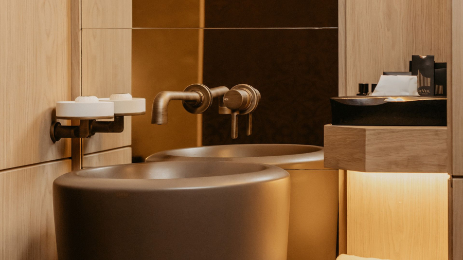 Смеситель для раковины Gessi Inciso, настенный, короткий излив, без донного клапана, встраиваемый, цвет Brushed Brass PVD - изображение 3