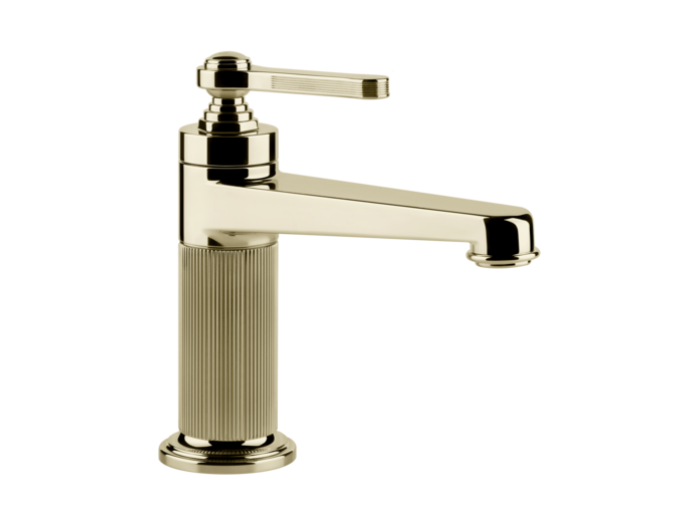 На изображении товар Смеситель для раковины Gessi Venti20 с донным клапаном, цвет Brass PVD от официального представителя в Москве