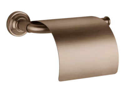 На изображении товар Бумагодержатель Gessi Venti20 Accessori, настенный, с крышкой, ширина 174 мм, цвет Copper Brushed PVD от официального представителя в Москве