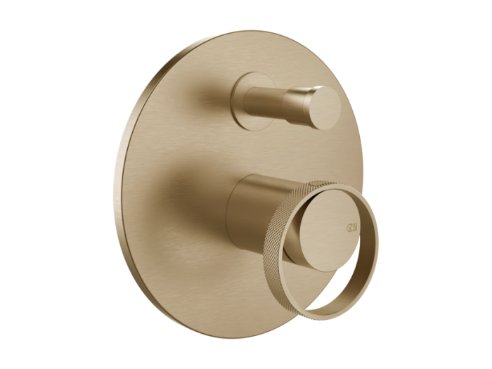 Смеситель для ванны/душа Gessi Anello, настенный, на 2 выхода, встраиваемый, с переключателем ванна-душ, цвет Warm Bronze Brushed PVD