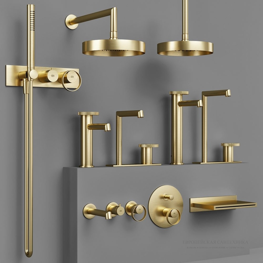Смеситель для ванны/душа Gessi Anello, настенный, на 2 выхода, встраиваемый, с переключателем ванна-душ, цвет Warm Bronze Brushed PVD - изображение 2