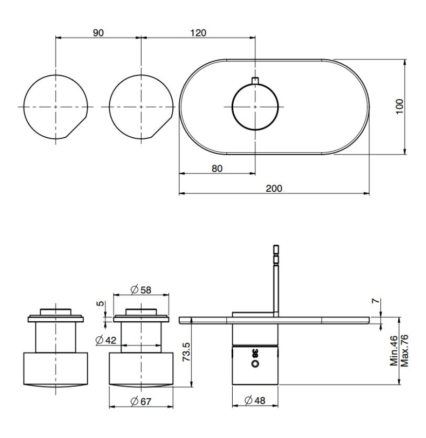 Термостат Carlo Frattini SO, без ручек, с 2 запорными вентилями, горизонтальная/вертикальная установка, ширина 100 мм, внешняя часть, цвет никель брашированный - изображение 1