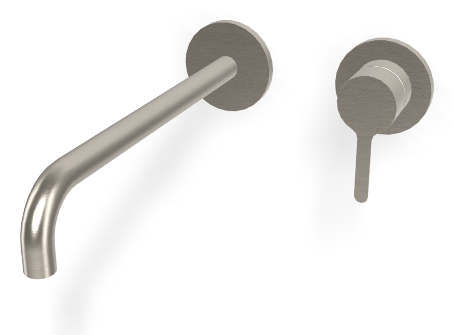 Смеситель для раковины Carlo Frattini Snap, настенный, однорычажный, с донным клапаном Click-Clack, излив 250 мм, внешняя часть, цвет никель брашированный