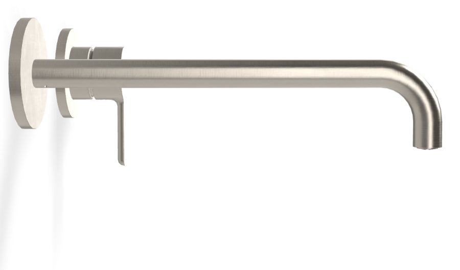 Смеситель для раковины Carlo Frattini Snap, настенный, однорычажный, с донным клапаном Click-Clack, излив 250 мм, внешняя часть, цвет никель брашированный - изображение 2