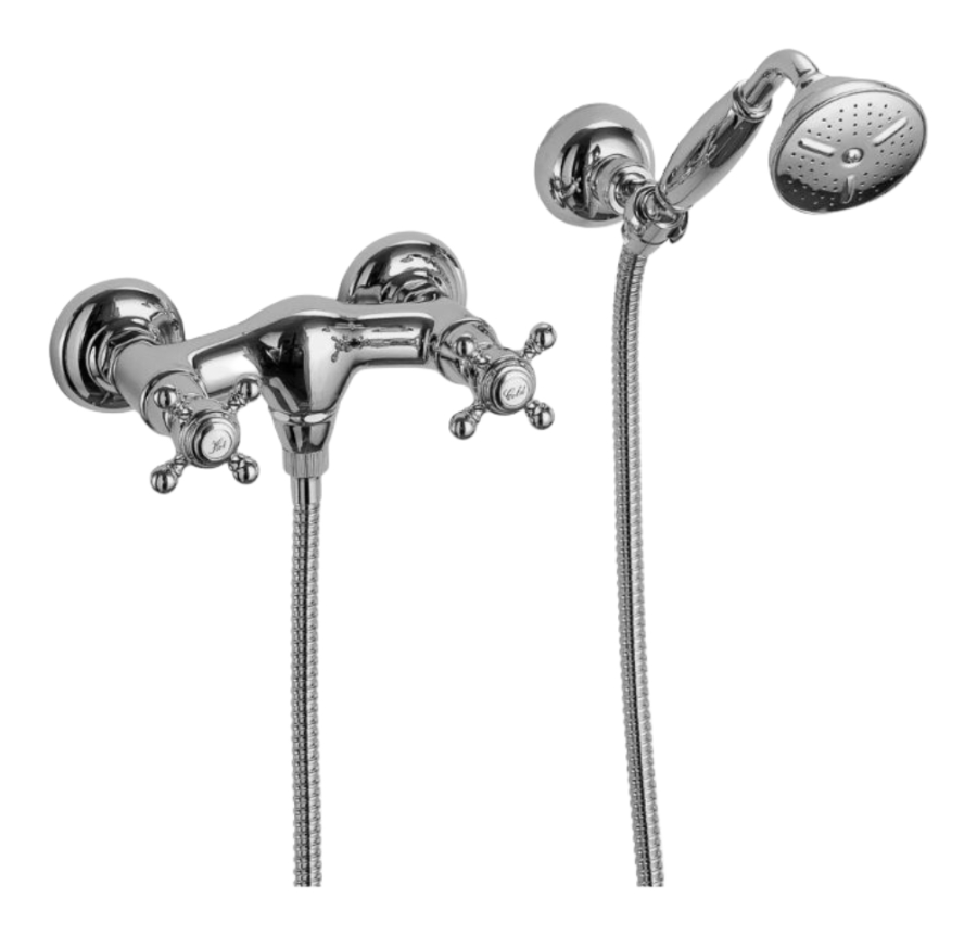 Душевой набор Carlo Frattini Elizabeth/Epoque: смеситель, ручной душ Ø78 мм и держатель, шланг из латуни 1500 мм, цвет бронза