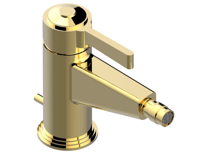 На изображении товар Смеситель для биде THG Le 9 Howlite,  однорычажный, с донным клапаном, цвет Gold PVD от официального представителя в Москве