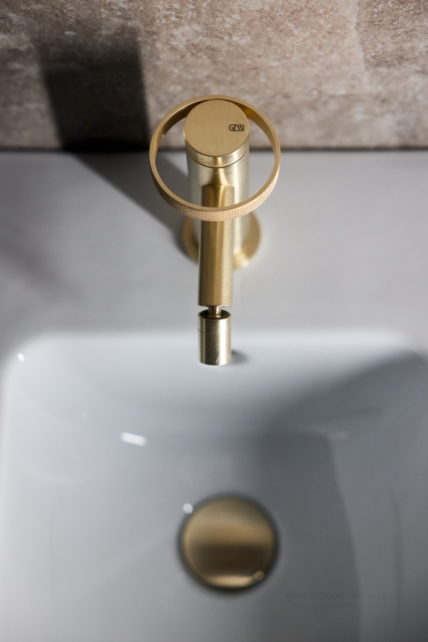 Смеситель для биде Gessi Anello, на 1 отверстие, донный клапан, цвет Brass Brushed PVD