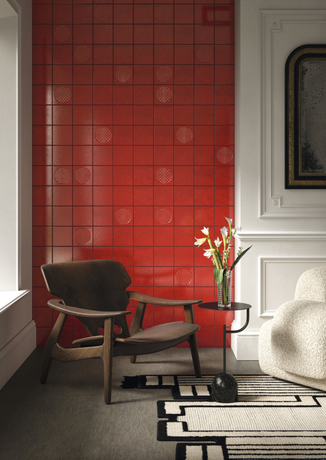 Iris ceramica Керамическая плитка BDA Citta di Faenza Geo rosso glossy 15x15 - изображение 3