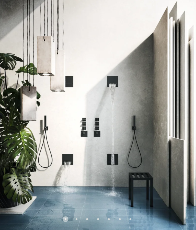 Излив для душа Gessi, 200х200 мм, каскадный, для смесителя удаленного управления, цвет Black Metal Brushed PVD - изображение 2