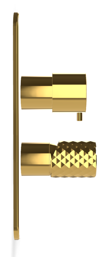 Смеситель для ванны/душа Carlo Frattini Spillo Tech, ручка X Collection, с переключателем на 2/3 потребителя, Н-260 мм, внешняя часть, цвет золото - изображение 2