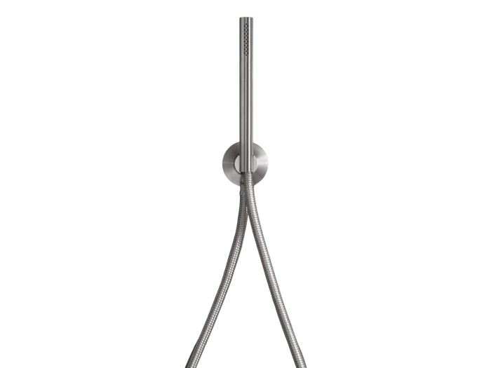 На изображении товар Душ ручной CeaDesign Showers and brackets, с настенным держателем и подключением к воде, 18 мм, внешняя часть, сталь, цвет сатинированная сталь от официального представителя в Москве
