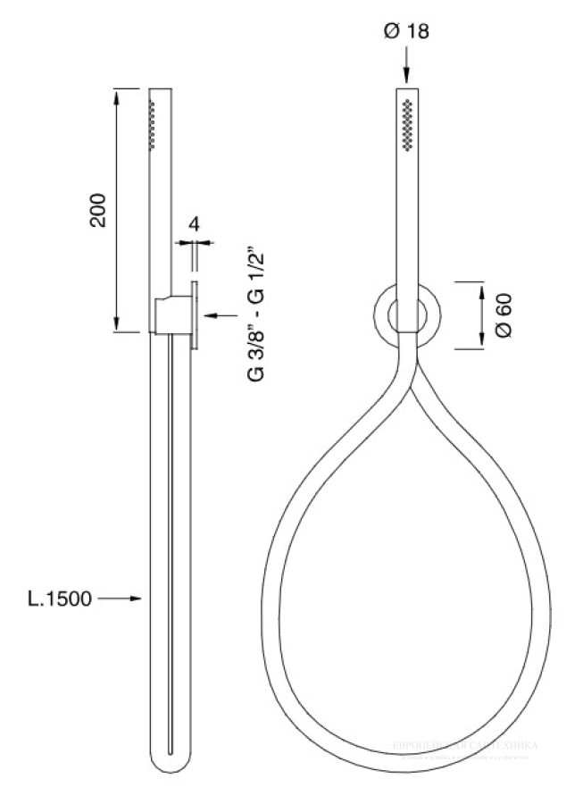 Душ ручной CeaDesign Showers and brackets, с настенным держателем и подключением к воде, 18 мм, внешняя часть, сталь, цвет сатинированная сталь - изображение 2
