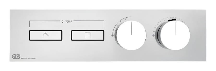 Термостат Gessi HI-FI, с кнопками вкл/выкл, до 2 функций одновременно, внешняя часть, ширина 375 мм, цвет хром