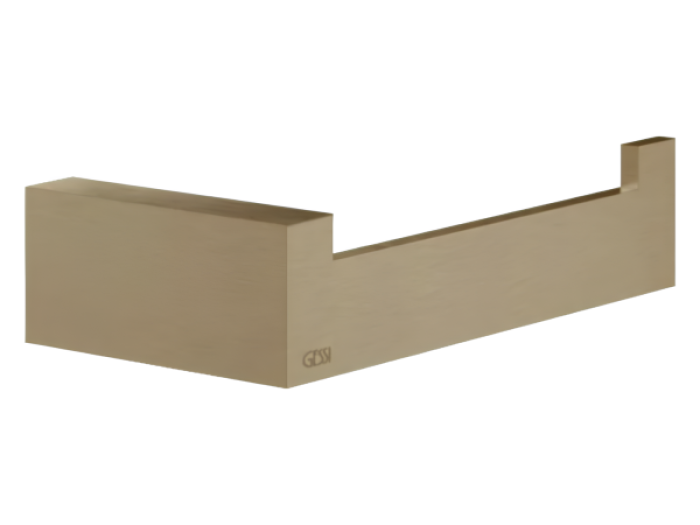 На изображении товар Бумагодержатель Gessi Rettangolo, настенный, вертикальная/горизонтальная установка, ширина 155 мм, цвет Warm Bronze Brushed PVD от официального представителя в Москве