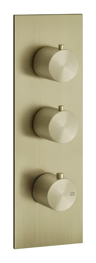 Термостат Gessi316, встраиваемый, высокой производительности, на 2 выхода, внешняя часть, цвет Brass Brushed PVD
