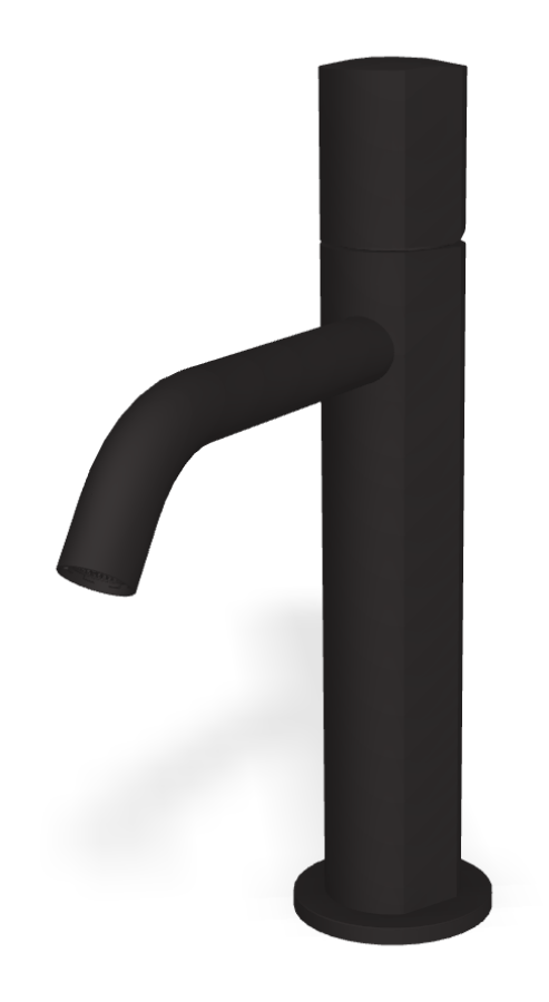 Смеситель для раковины Carlo Frattini SO, с донным клапаном Click-Clack, 2 гибкими шлангами, без ручки, Н-241 мм, цвет чёрный матовый