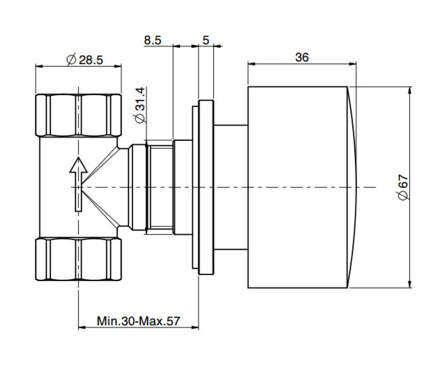 Запорный вентиль Carlo Frattini SO, с подключением на 1/2", без ручек, внешняя часть, цвет хром - изображение 3