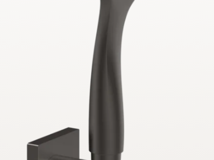 На изображении товар Ручной душ Gessi Rilievo, шланговое подсоединение, держатель, шланг 1500 мм, ручная лейка с защитой от известкового налёта, цвет Black Metal Brushed PVD от официального представителя в Москве