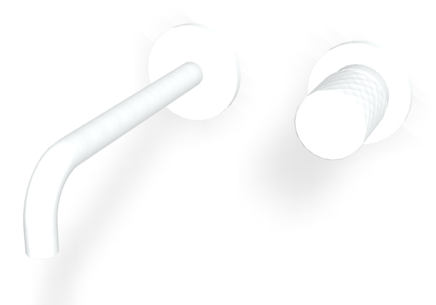 Смеситель для раковины Carlo Frattini Spillo Tech, ручка X Collection, настенный, с донным клапаном Click-Clack, излив 200 мм, внешняя часть, цвет белый матовый