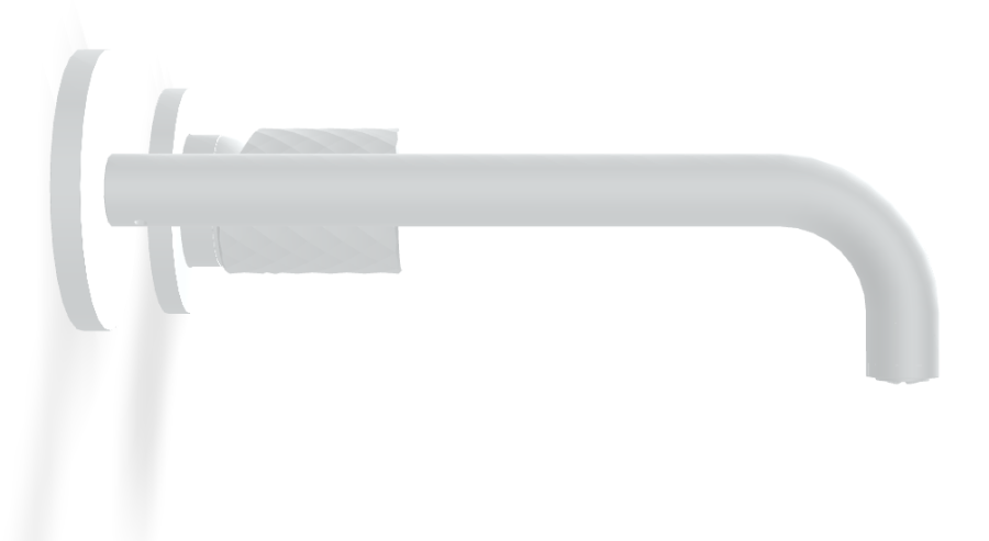 Смеситель для раковины Carlo Frattini Spillo Tech, ручка X Collection, настенный, с донным клапаном Click-Clack, излив 200 мм, внешняя часть, цвет белый матовый - изображение 2