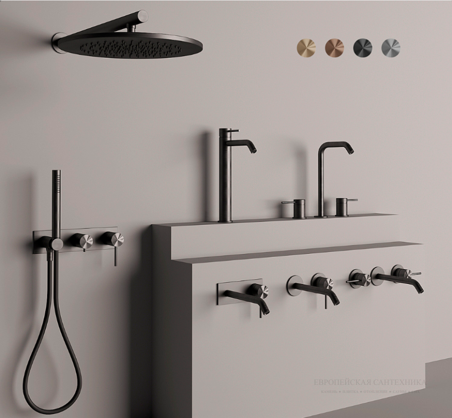 Верхний душ Gessi 316 настенный, цвет Black Metal Brushed PVD - изображение 3