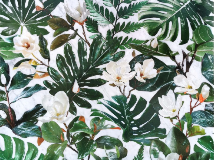 На изображении товар Akros Venezia Камень Stonature Tropical DIM Bianco Carrara etched 80X80X1 от официального представителя в Москве