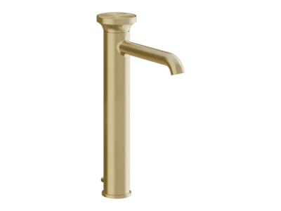 На изображении товар Cмеситель для раковины Gessi Origini, высокий, с донным клапаном, цвет Brushed Brass PVD от официального представителя в Москве