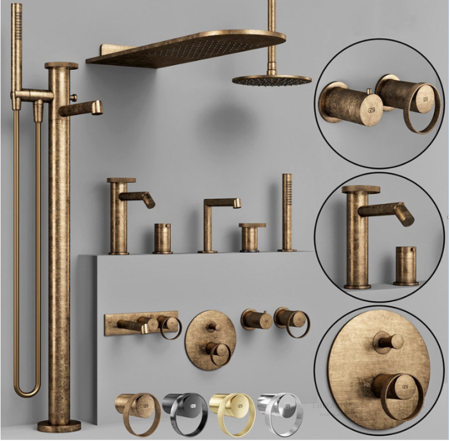 Верхний душ Gessi Anello, потолочный, ⌀250 мм, цвет Antique Brass