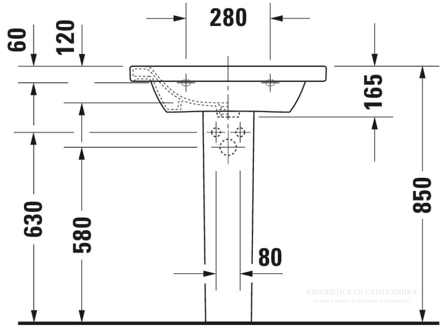 Раковина Duravit DuraStyle для мебели, 650х480 мм, с переливом, с 1 отверстием под смеситель, цвет белый с покрытием WonderGliss - изображение 10