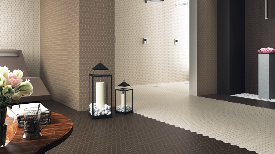 Etruria Керамогранит Xxs Esagono 5X5.7 Su Rete A Tre Colori Super Bianco / Nero / Perla - изображение 4