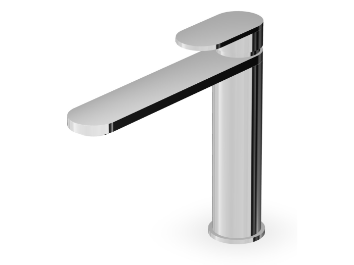 На изображении товар Смеситель Zucchetti Octo, для раковины, однорычажный, удлинённый излив, с аэратором, гибкие шланги, без донного клапана, цвет хром от официального представителя в Москве