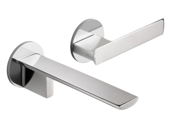 На изображении товар Смеситель для раковины CEA Design Ayla, настенный, встраиваемый, внешняя часть,  с изливом 155 мм, аэратор, цвет нержавеющая сталь от официального представителя в Москве