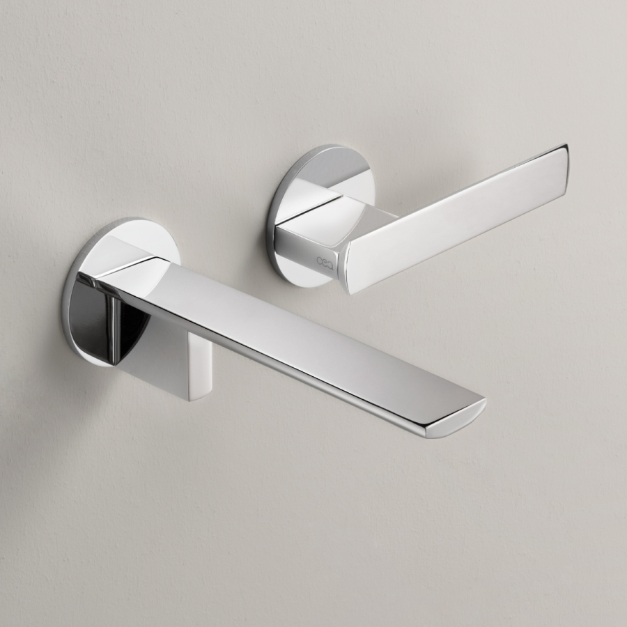 Смеситель для раковины CEA Design Ayla, настенный, встраиваемый, внешняя часть,  с изливом 155 мм, аэратор, цвет нержавеющая сталь - изображение 1